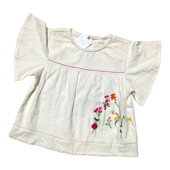 Next Girls 9yr Natural Embroidered Swing Top - Picture 1 of 6